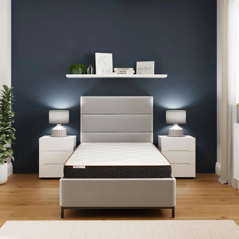 GFW Sleepy Castle Bonnell Spring Durable Mattress 90cm Single, Polyester, White