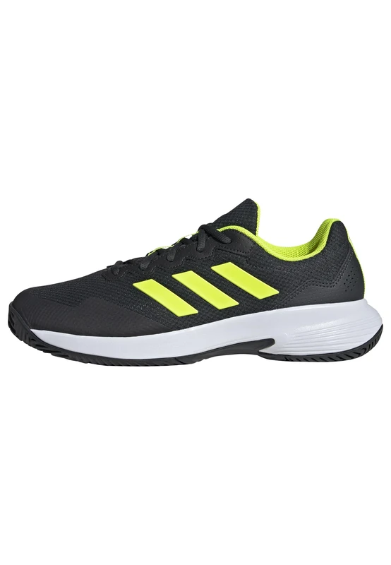 adidas Men's Gamecourt 2.0 Tennis Shoes, Carbon/Lucid Lemon/FTWR White, 5.5 UK