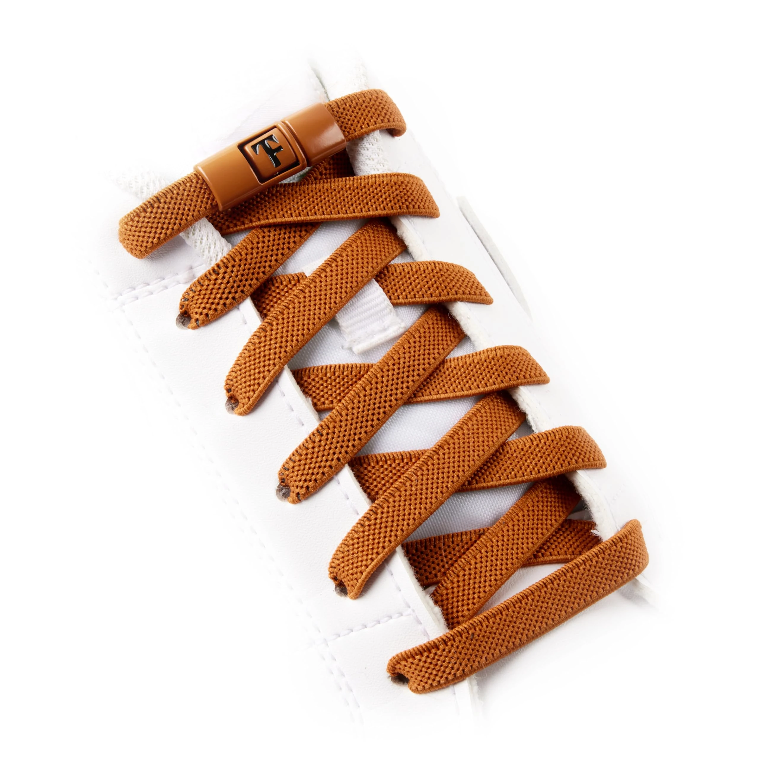 TEEZY No Tie Shoe Laces for Trainers | Premium Elastic Weave & Chrome Buckle | Adult/Kids Tieless Elastic Shoelaces | ORIGINAL (Brown)