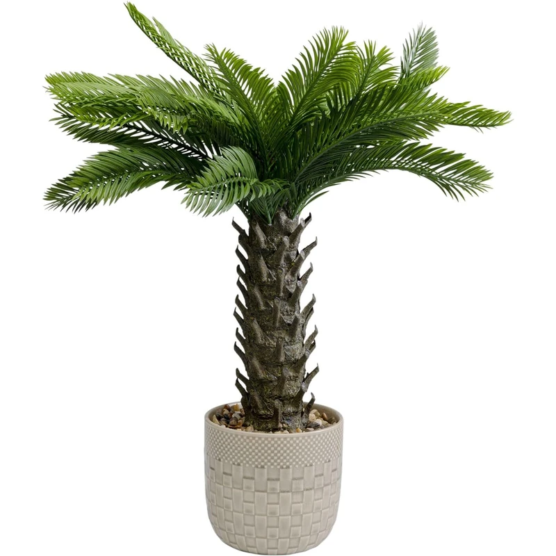 Kare Cycas Design Decorative Plant, Green, Allergy-Friendly, Easy Care, No Pollen or Mould Formation, Decorative Object for Living Room, Large Artificial Plant, with Pot, 70 x 55 x 55 cm (H x W x D) - Image 1