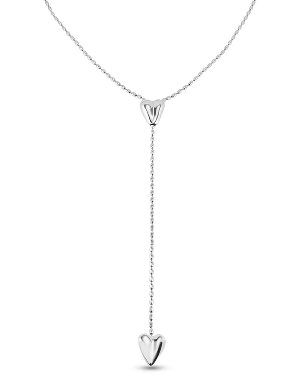 UNO de 50 | Alloy Metal Chain | Sterling Silver Plated | Two Adjustable Hearts | Artisan Jewellery | Original Design, Sterling Silver, No Gemstone