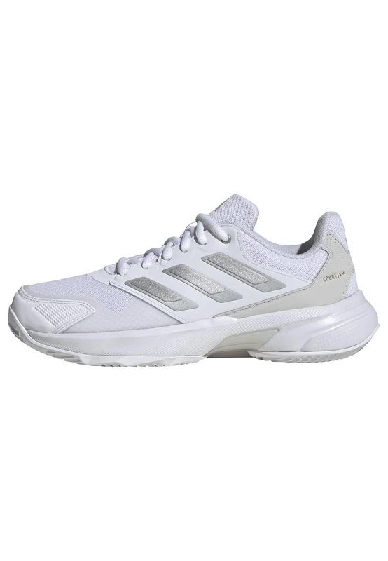 adidas Women's CourtJam Control 3 Womens Clay Tennis Shoes, Cloud White/Silver Metallic/Grey One, 4 UK