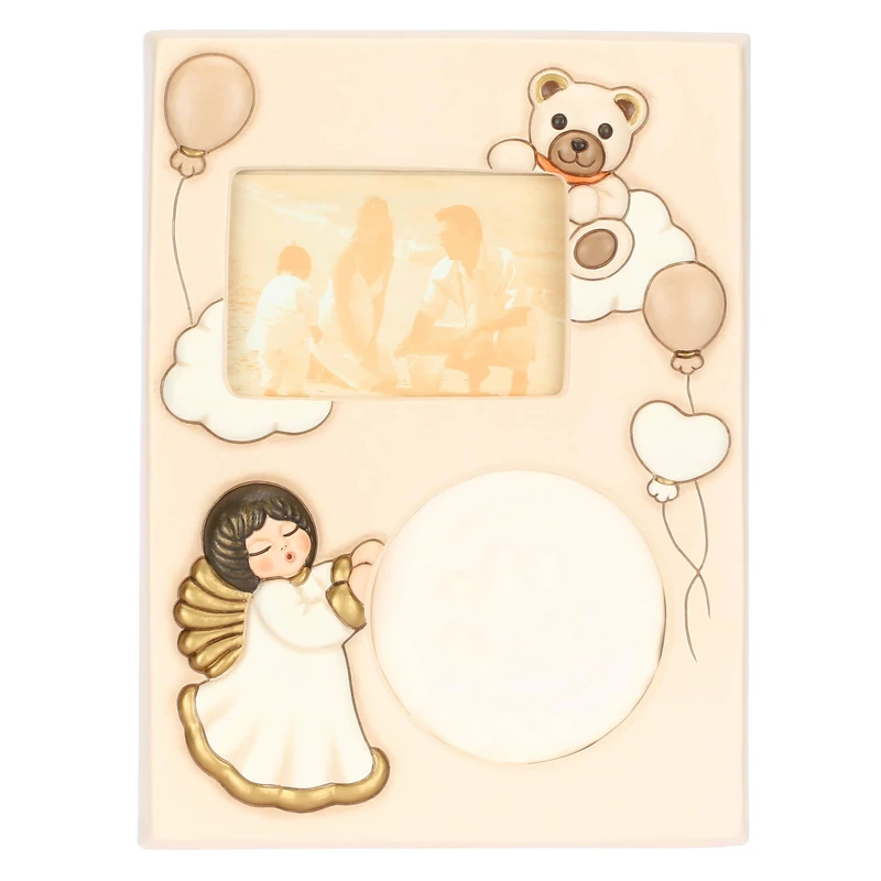 THUN Angel with teddy ceramic hand cast photo frame