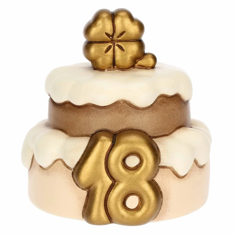 THUN, 18 Years Cake Favour with Hand-Decorated Ceramic Clover 6.5 x 6.5 x 6.5 cm H