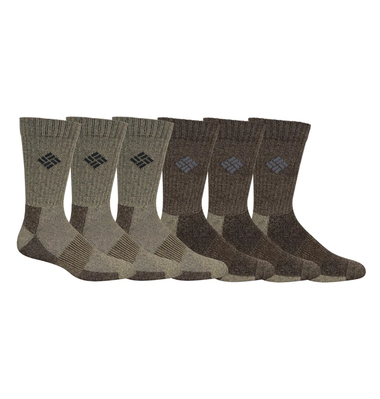 Columbia Men's Moisture Control Crew Socks, Khaki/Brown, 6-12 US, Khaki/Brown, 4.5-12 UK