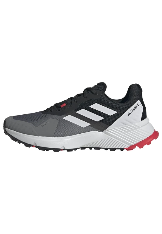 adidas Men's Terrex Soulstride Trail Running Shoes, Grey Four/Dash Grey/Pure Ruby, 7 UK