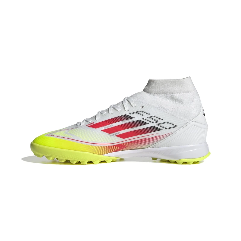 adidas Women's F50 League Mid Football Boots Turf Women, Cloud White/Lucid Red/Solar Yellow, 5 UK