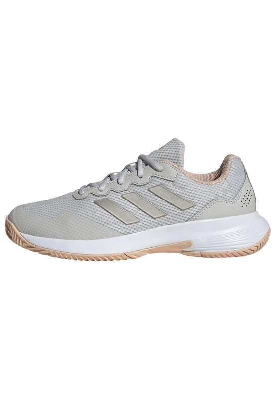 adidas Women's Gamecourt 2.0 Tennis Shoes, Grey one/Cyber met./Powder Coral, 7.5 UK