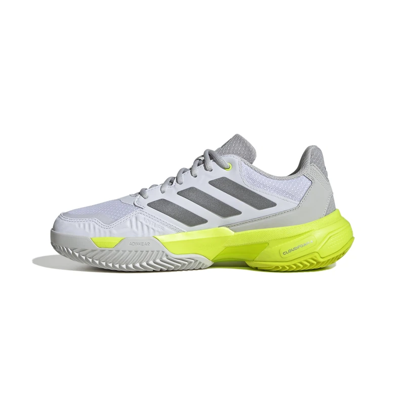 adidas Women's CourtJam Control 3 Womens Clay Tennis Shoes, FTWR White/Iron met./Lucid Lemon, 8 UK