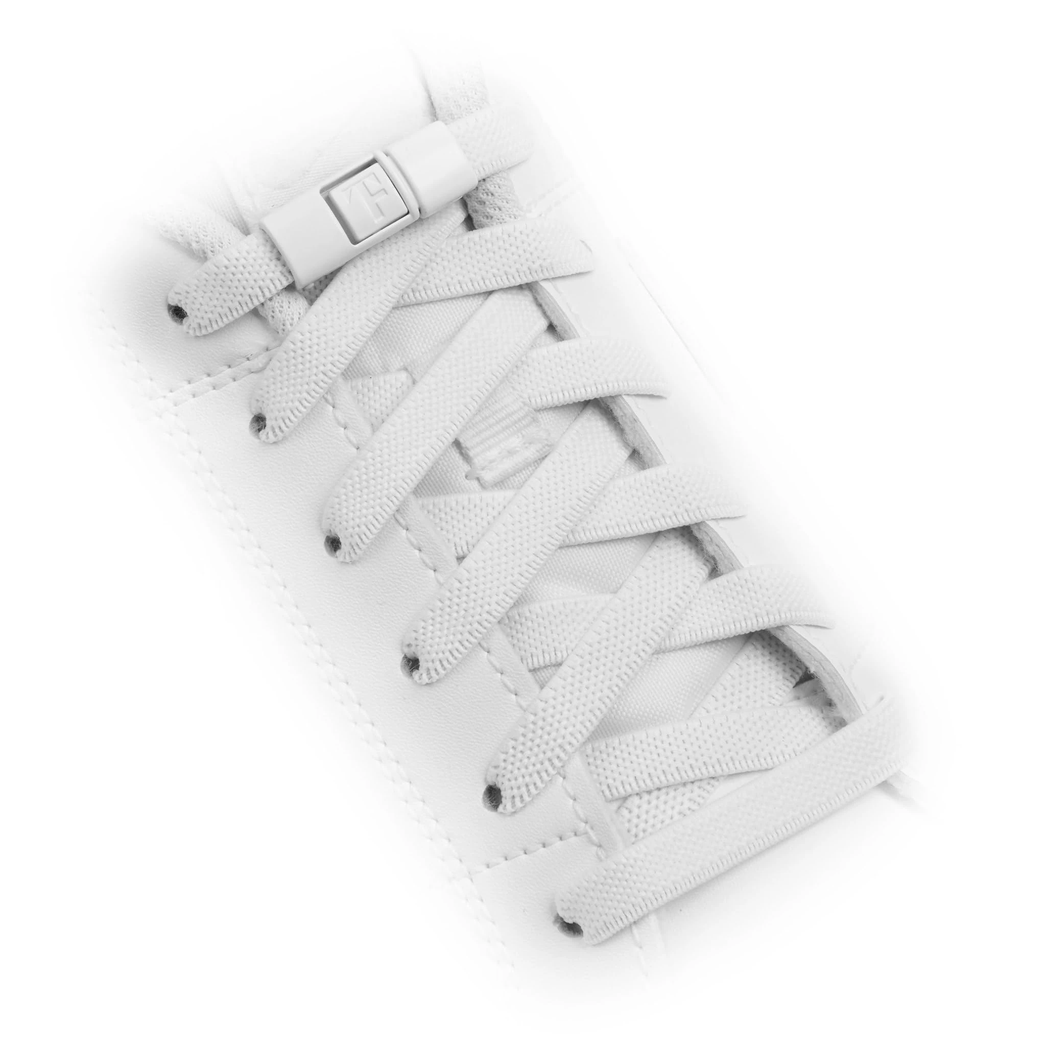 TEEZY No Tie Shoe Laces for Trainers | Premium Elastic Weave & Chrome Buckle | Adult/Kids Tieless Elastic Shoelaces | ORIGINAL (White)