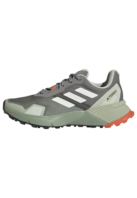 adidas Women's Terrex Soulstride Trail Running Shoes, Silver Green/Off White/semi Impact Orange, 4.5 UK
