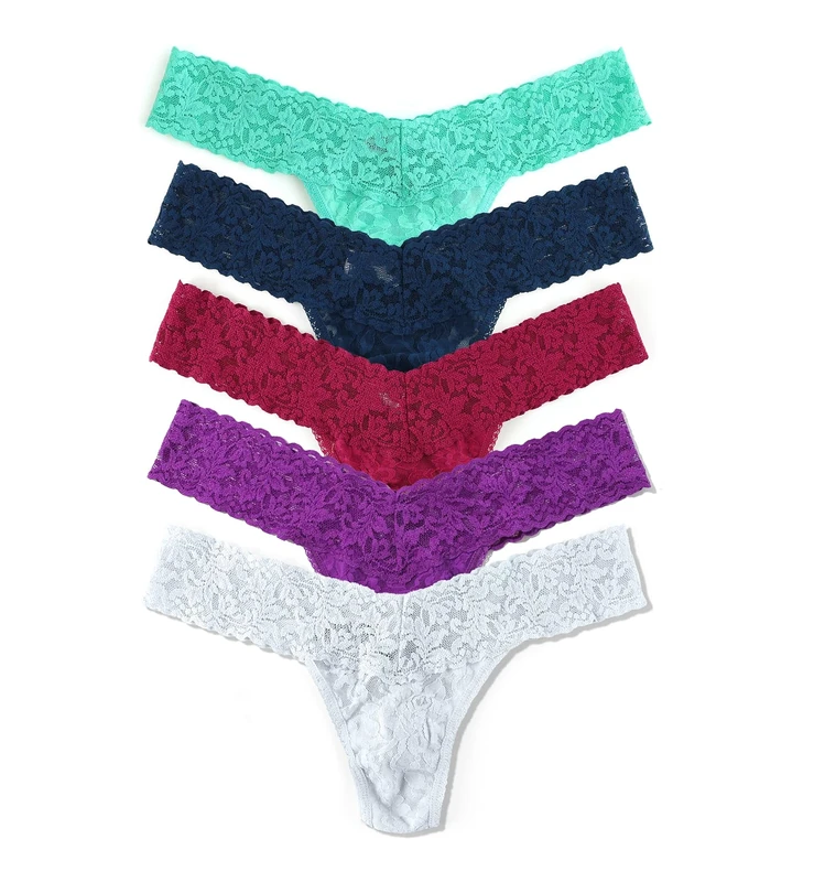 Hanky Panky Women's Breathe High Rise Thong 3-Pack, Agave Green/Nori/Dark Pomagranate/Viola Purple/Pearl Grey