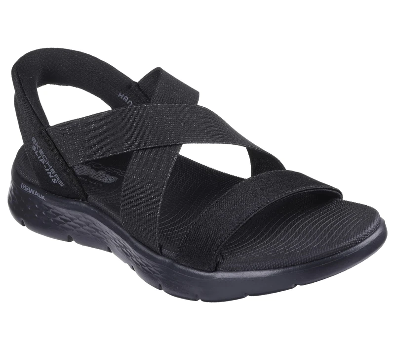 Skechers Women's Go Walk Flex Sandal-Glimmer Up Hands Free Slip-ins, Black/Black, 8