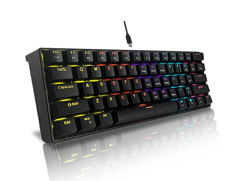 Bangsanth 60% Keyboard - 61-Key Blue Switches, 12-Mode Backlight, USBC