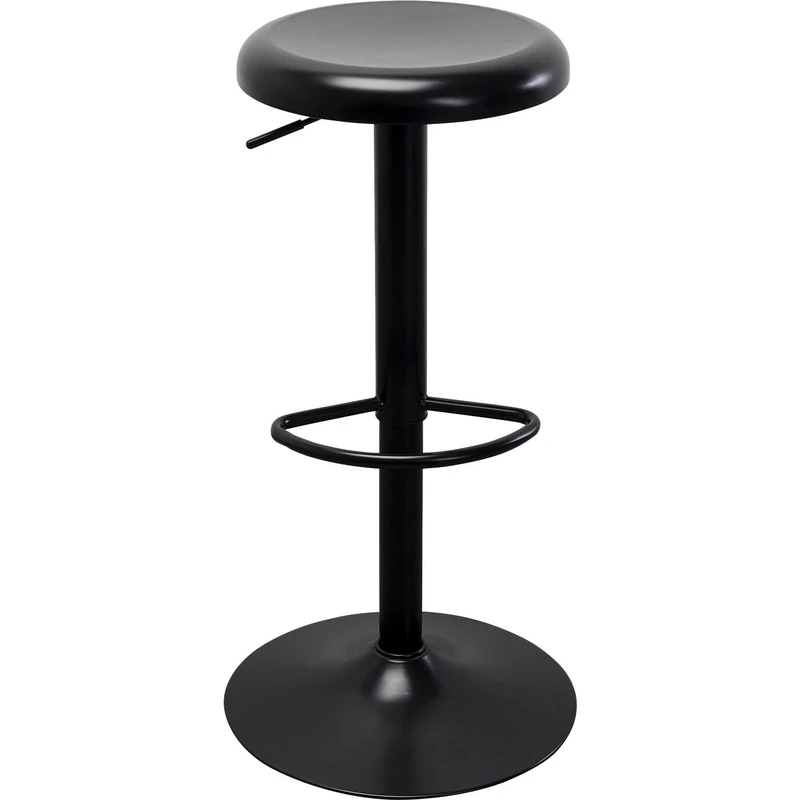 Kare Design Bar Stool Kalea, Black, Height Adjustable 81cm, Steel, Round, Modern, Dining Room Chair, Modern Furniture, Seating for Home Kitchen