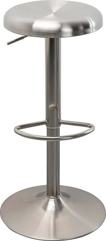 Kare Design Bar Stool Kalea, Silver, Height Adjustable 81cm, Steel, Round, Modern, Dining Room Chair, Modern Furniture, Seating for Home Kitchen