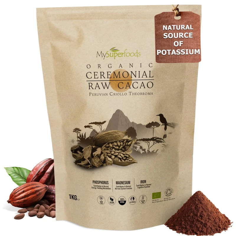 MySuperfoods Organic Raw Ceremonial Cacao 1kg, Natural Source of Potassium