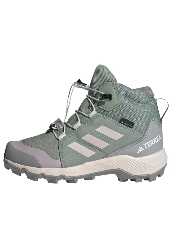 adidas Unisex Kinder Terrex Mid Gore-TEX Hiking Shoes Kids, Silver Green/Putty Mauve/preloved fig, 35 EU