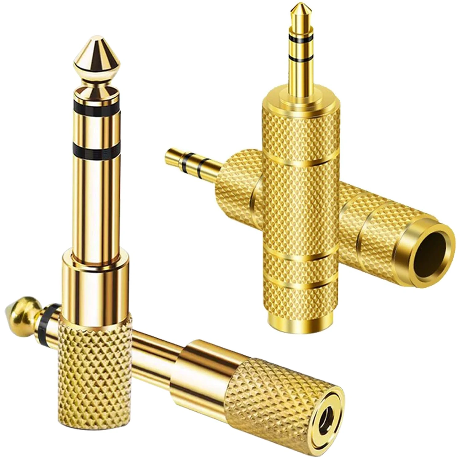 Headphone Adapter 4 Pack 6.35mm 1/4 inch to 3.5mm 1/8 inch TRS Stereo Audio Jack Adapter (6.35mm Male to 3.5mm Female 2x, 3.5mm Male to 6.35mm Female 2x) for Aux Cable Amplifier Headphone