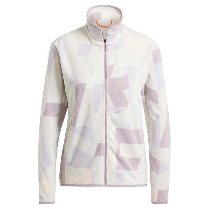 adidas Women's Terrex Multi Printed Full Zip Fleece Jacket, Grey One/Preloved Fig, L