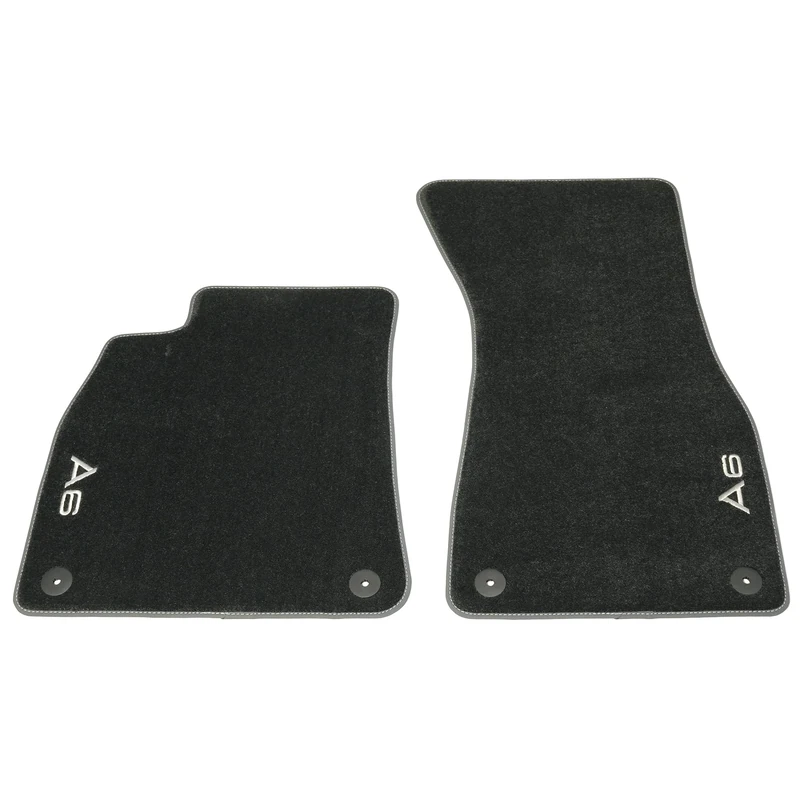 Audi Premium Car Mats, Velour, Black/Steel Grey, Fitted Floor, Non-slip