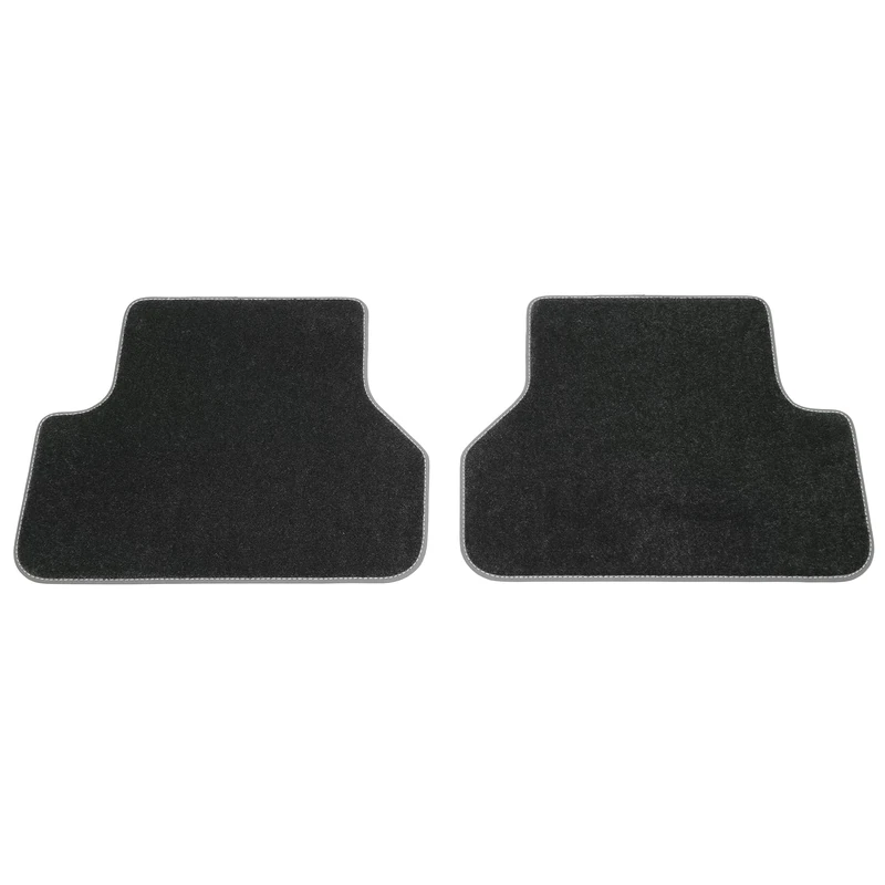 Audi Premium Car Mats, Velour, Rear, Black with Steel Gray Border, Compatible with Audi A4 B9, A5 B9 from 2019 - Image 1