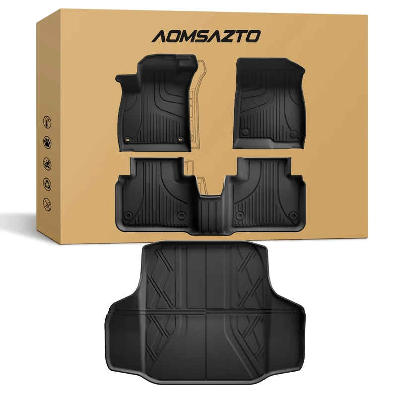 Automotive Floor Mats & Cargo Liner Fit for 2018-2022 Honda Accord, Custom Car Accessories Floor Mats for Accord (Include Hybrid),1st 2nd Row & Trunk Mat Full Set All Weather Protection,Black