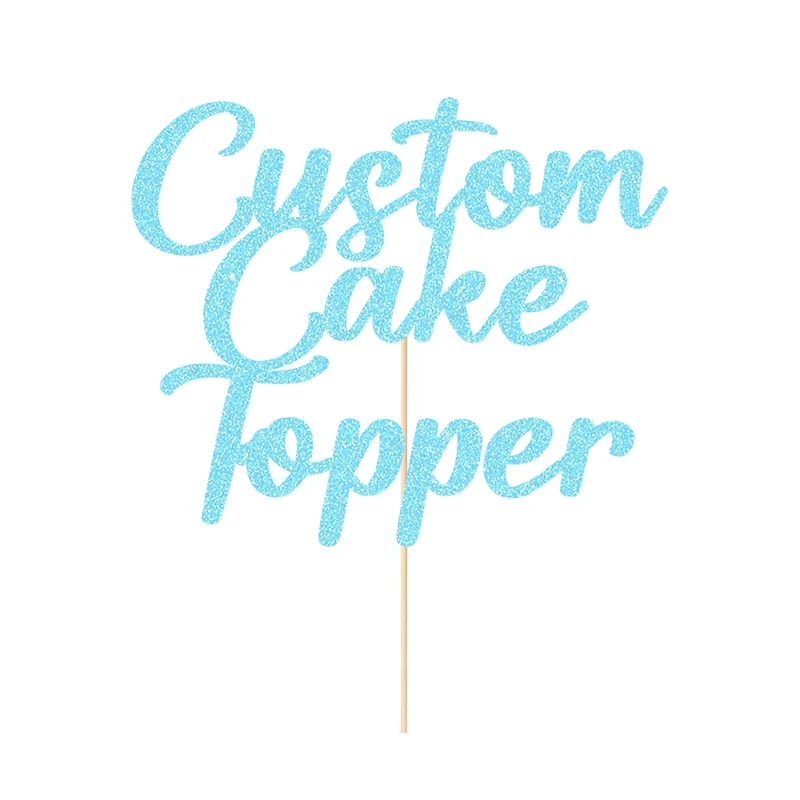 Personalised Custom Cake Toppers - Happy Birthday & Wedding Gifts for Women, Men & Graduation - 11 Colors, Glitter Cake Decorations (Baby Blue)