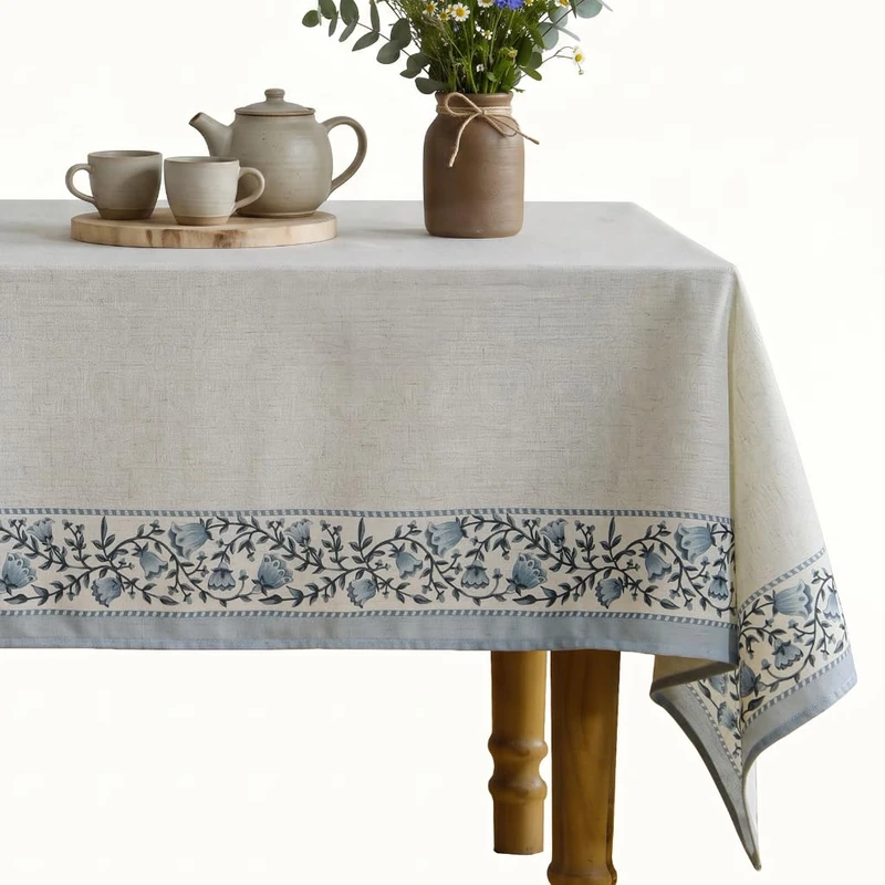 ISAENNE Designer Linen Rectangular Tablecloth,94"x63"-Segerman B