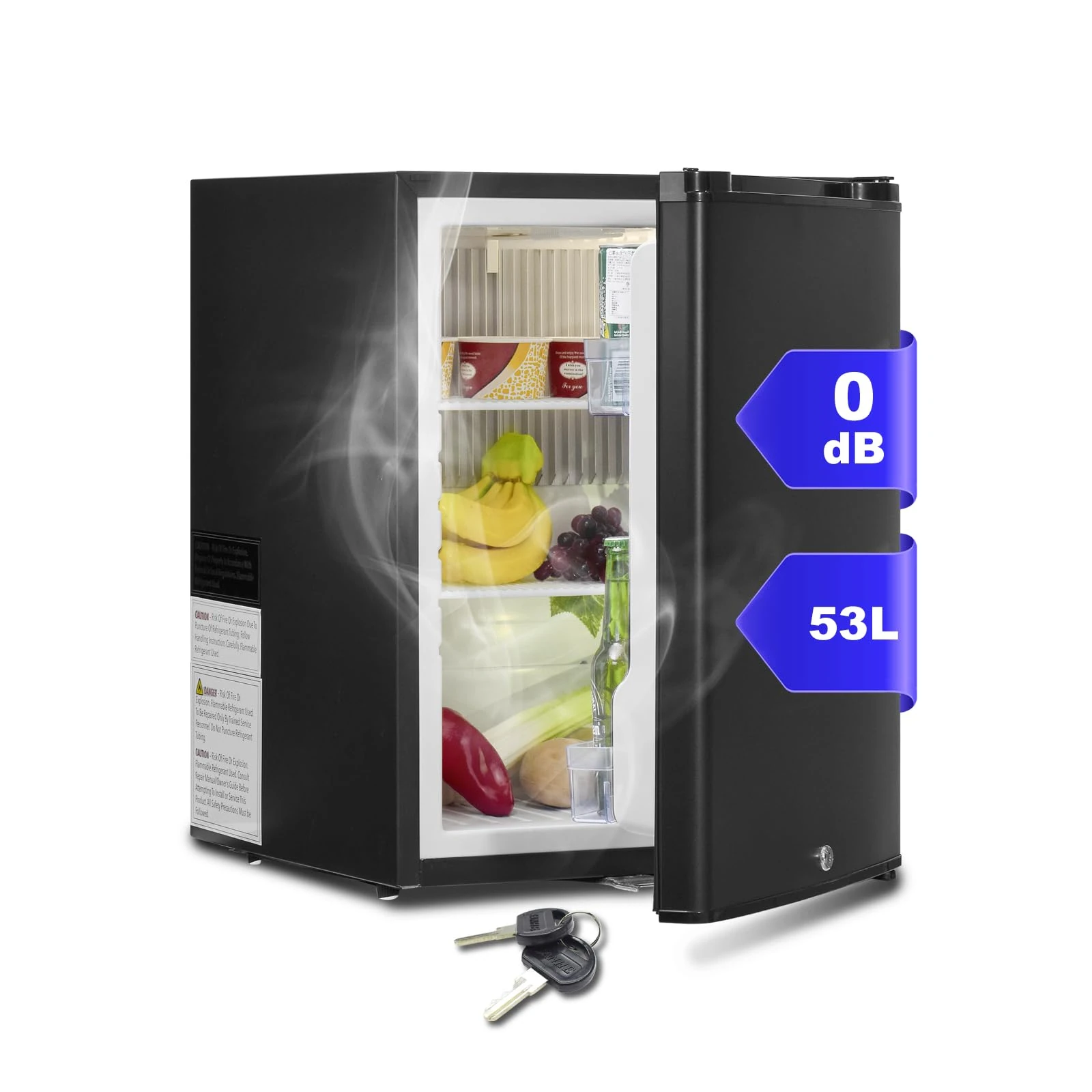 SMETA 12v 53L Lockable Caravan Fridge, 2 Way 12v 240v Camping Fridge for Van, Truck, Motorhome, Office, Dorm, Hotel | Reversible Door | Quiet | 0-10℃ Black