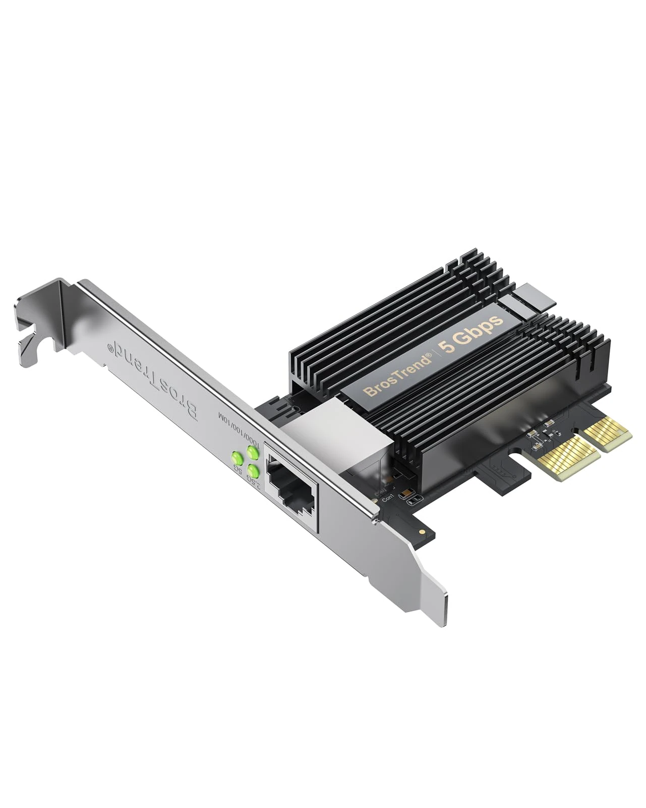 BrosTrend 5 Gigabit PCIe Network Card, 5GB PCIe Ethernet Card 5000/2500/1000/100Mbps, PCI Express Network Adapter for Windows 11/10, Windows Server 2022, NAS, w/Extra Low-Profile, Lifetime Protection