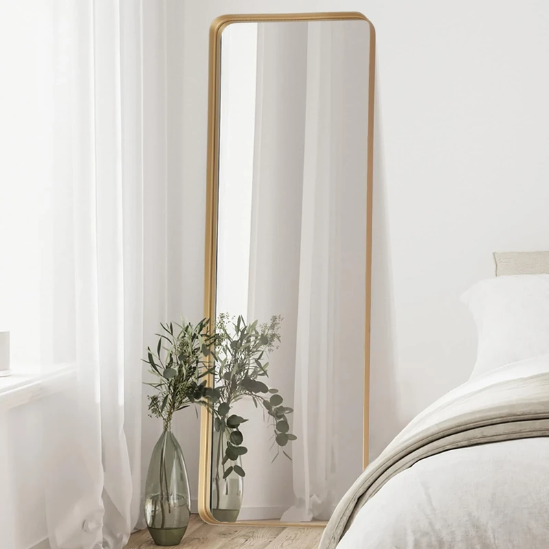 Melodieux Large Full Length Body Mirror for Wall 161x52 cm Gold Deep Frame Big Tall Long Mirror for Leaning Hanging for Hallway Bedroom Living Room