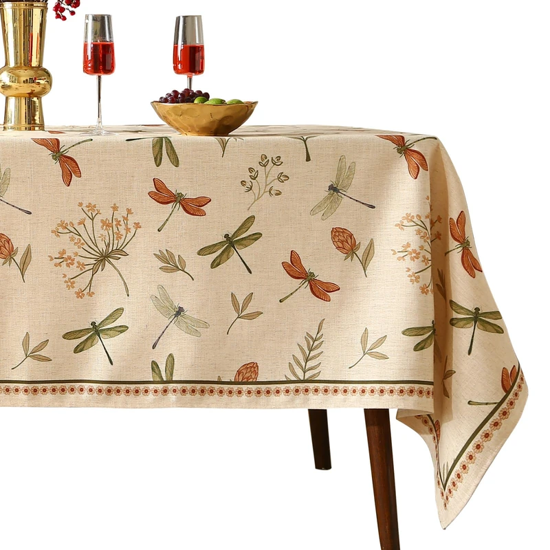 ISAENNE Designer Square Linen Elegant Large Tablecloth,67"x67"-Grace B