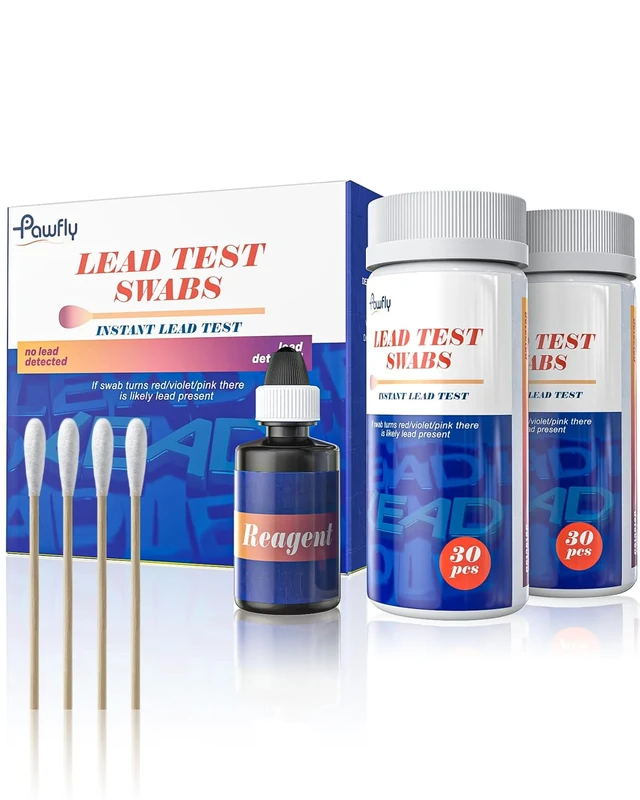 Pawfly Lead Test Kit - 60 Rapid Swabs with Reagent, 30-Sec Results