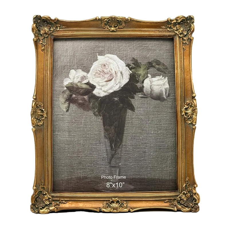 CISOO 8x10 Vintage Picture Frame, Antique Ornate Bronze Gold Photo Frame, for Table Top and Wall Display, Decorative Floral Design Retro Home Decor, Photo Gallery Art