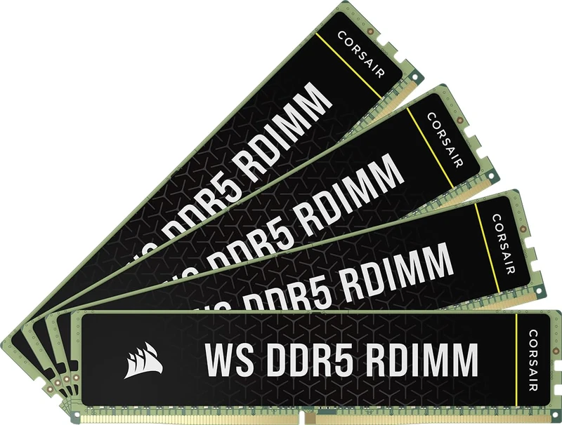 CORSAIR WS DDR5 ECC RDIMM 64GB (4x16GB) 5600MHz CL40 AMD EXPO Intel XMP 3.0 Workstation Memory - Black (CMA64GX5M4B5600Z40)