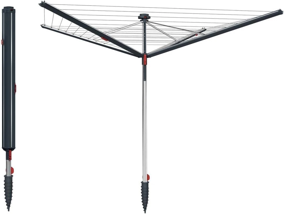 Vileda Sun-Rise Compact Outdoor Rotary Washing Line, No more sagging washing lines, Clothes Line for Outside with 50m Always Tight Washing Lines