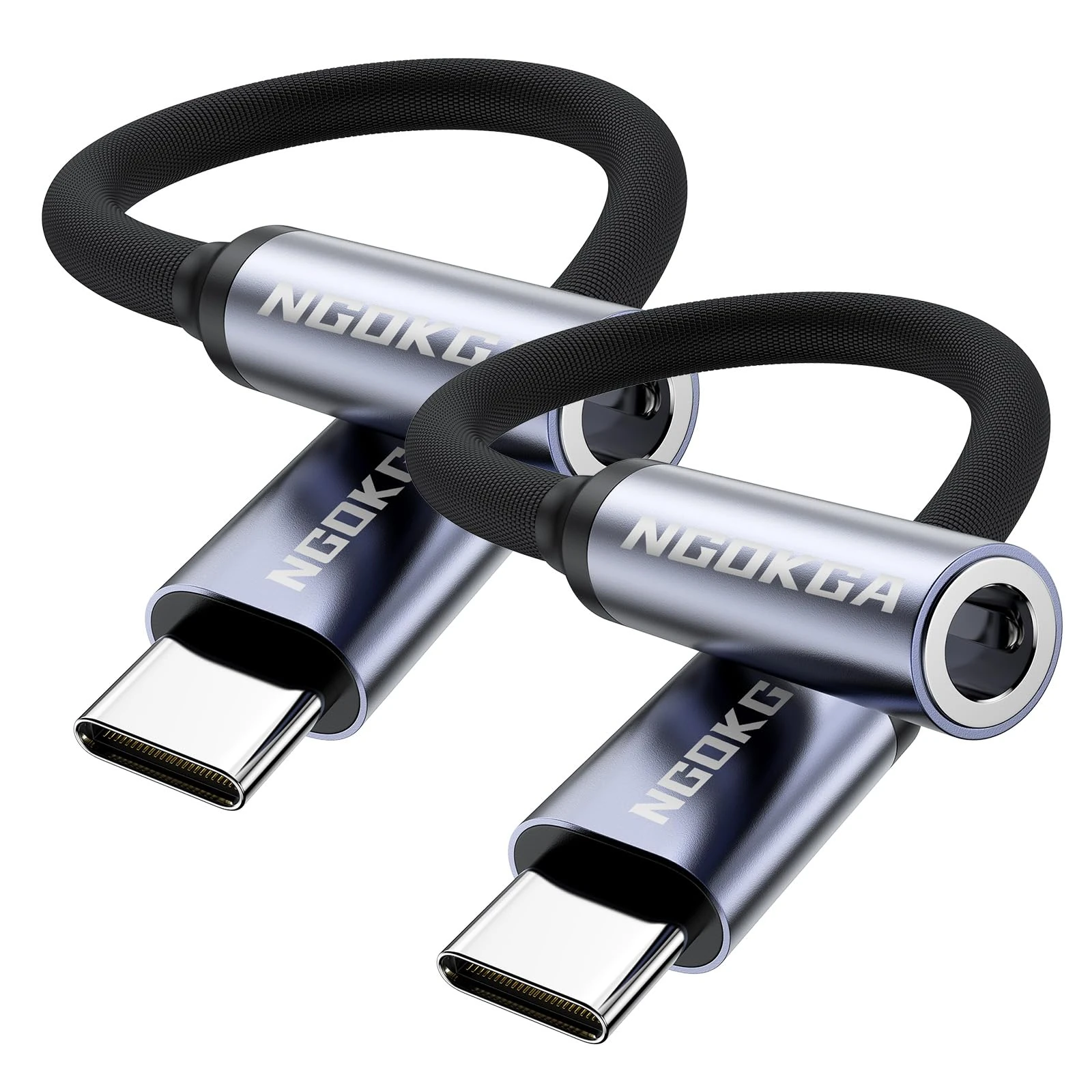 NGOKGA 2PCS USB C to 3.5mm Audio Adapter Type C to Aux Female Headphone Jack Hi-Res DAC Cable Compatible with iPhone 15, Pixel 8/7/6/5/4, Samsung Galaxy S24/S23/S22/S21/Note20 Ultra, Xiaomi 14/13