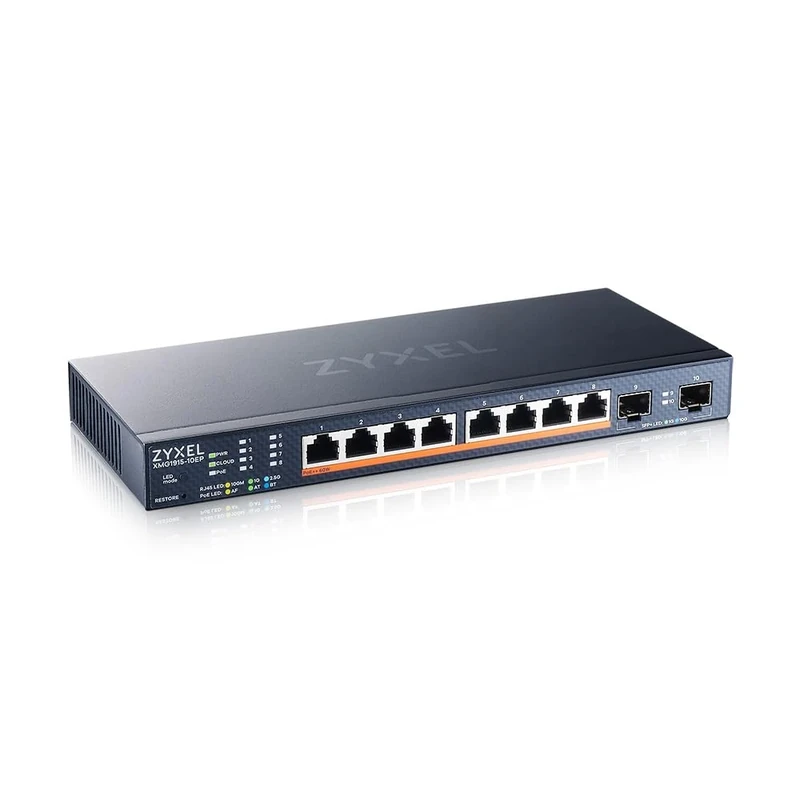 Zyxel 8-Port Multi-Gig 2.5G Cloud/Smart-Managed PoE++ Switch | 8x PoE++ (60W) | 2x 10G SFP+ | Desktop/Wall Mount [XMG1915-10EP]