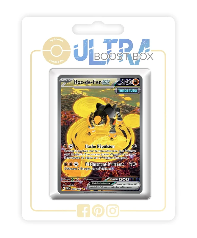 ROC-de-Fer ex (Iron Boulder ex) 207/162 Future Alternative Shiny Pokémon Gallery - Ultraboost X Écarlate et Violet 5 - Forces Temporelles Box of 10 Pokemon French Cards