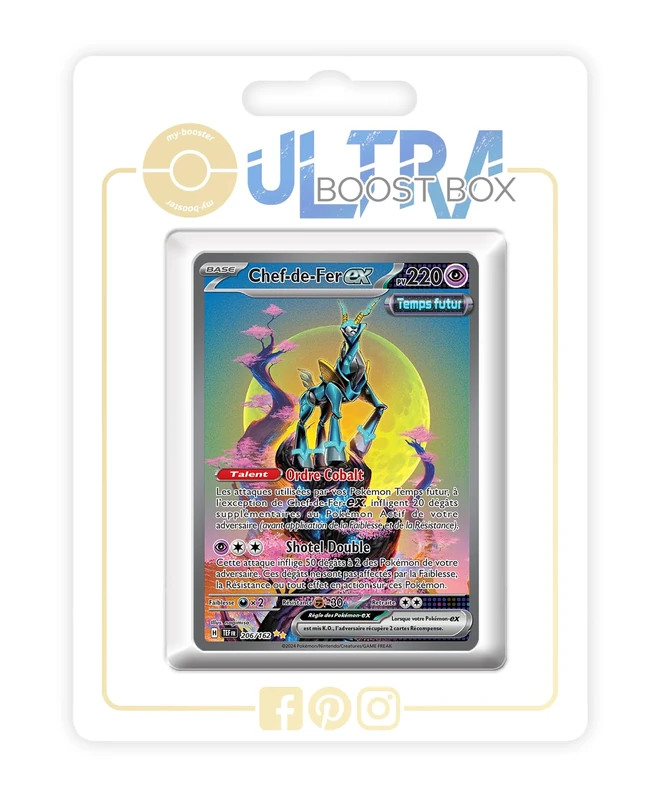 Chef-de-Fer ex (Iron Crown ex) 206/162 Future Alternative Shiny Pokémon Gallery - Ultraboost X Écarlate et Violet 5 - Forces Temporelles Box of 10 Pokemon French Cards