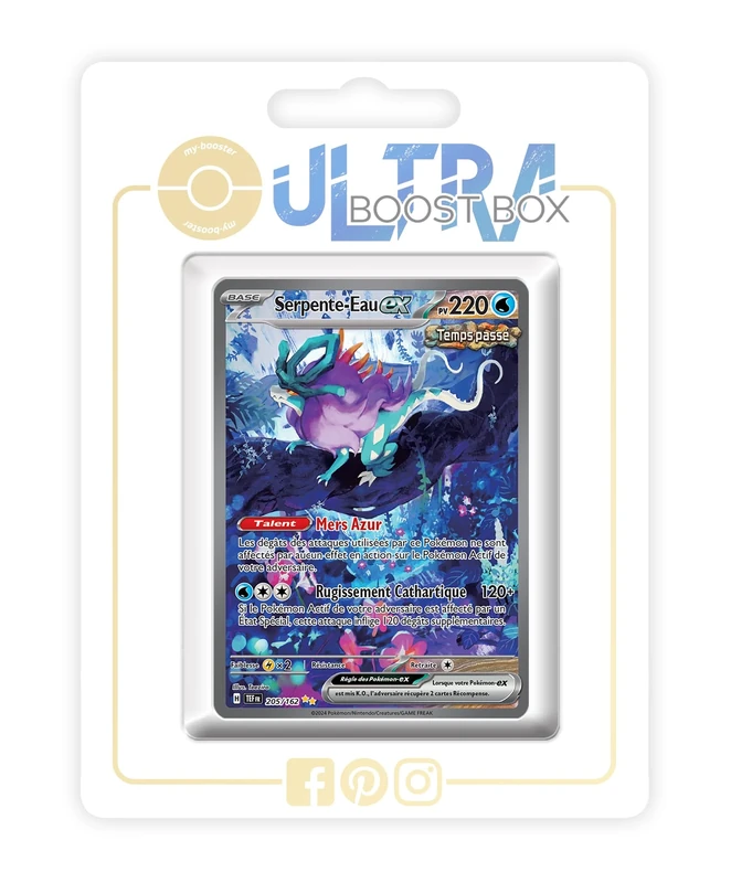 Serpente-Eau ex (Walking Wake ex) 205/162 Ancient Alternative Shiny Pokémon Gallery - Ultraboost X Écarlate et Violet 5 - Forces Temporelles Box of 10 Pokemon French Cards