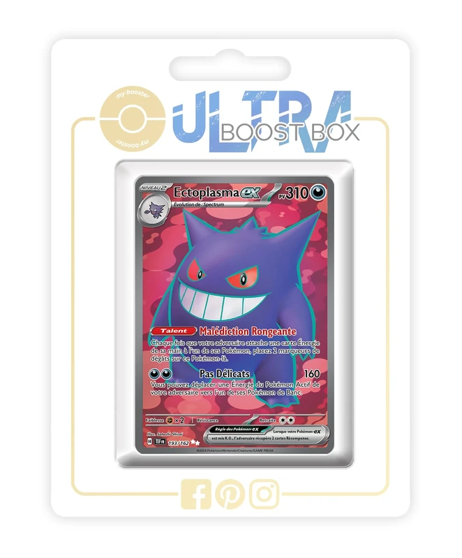 Ectoplasma ex (Gengar ex) 193/162 Shiny Full Art - Ultraboost X Écarlate et Violet 5 - Forces Temporelles Box of 10 Pokemon French Cards