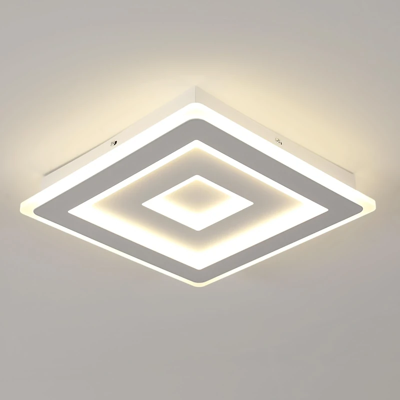 Comely Modern Square LED Ceiling Light, 52W 5850LM Acrylic LED Ceiling Lamp, White Chandelier for Bedroom, Living Room Natural Light 4500K, 40cm