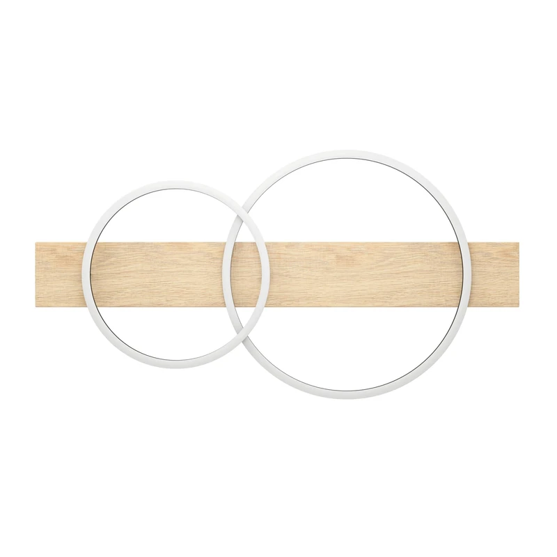 Eglo LED Ceiling Light Fitting Boyal, Living Room Lighting, 2-Light Ceiling lamp Made of Natural Wood, Metal and Plastic in Black and White, FSC Certified, Warm White, L 78 cm