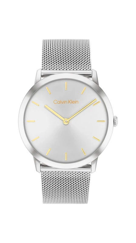 Calvin Klein Two Hand Quartz Movement Watch for Men and Women Exceptional Collection with Silver Stainless Steel Mesh Bracelet - 25300001