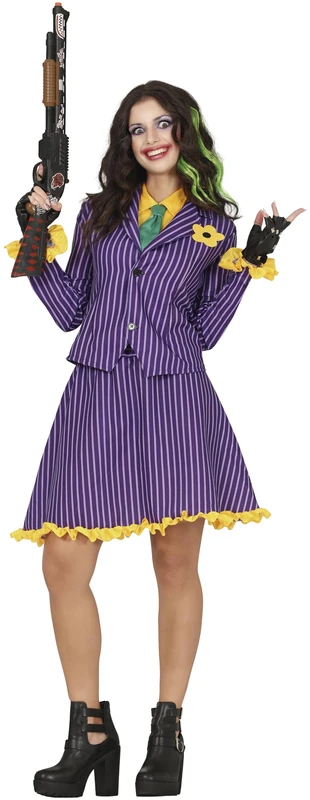 FIESTAS GUIRCA Women's Fancy Killer Harlequin Costume - Comics Costume with Purple Skirt Suit - Halloween Costumes for Women Size M - Image 1