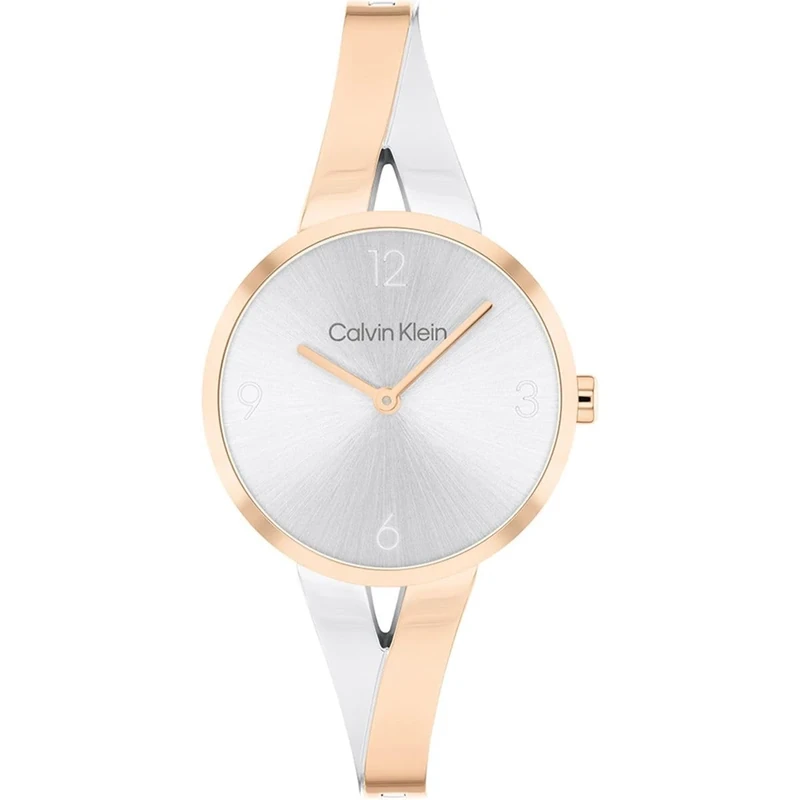 Calvin Klein Two Hand Quartz Movement Watch for Women Joyful Collection with Two-Tone Stainless Steel Bangle Bracelet - 25100028