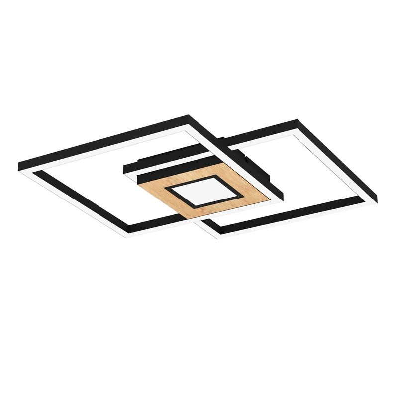 Eglo LED Ceiling Light Fitting Marinello, Geometric Ceiling lamp with Remote Control, Warm White - Cool White, dimmable, Metal, Wood, Plastic in Black, Brown, White, FSC Certified