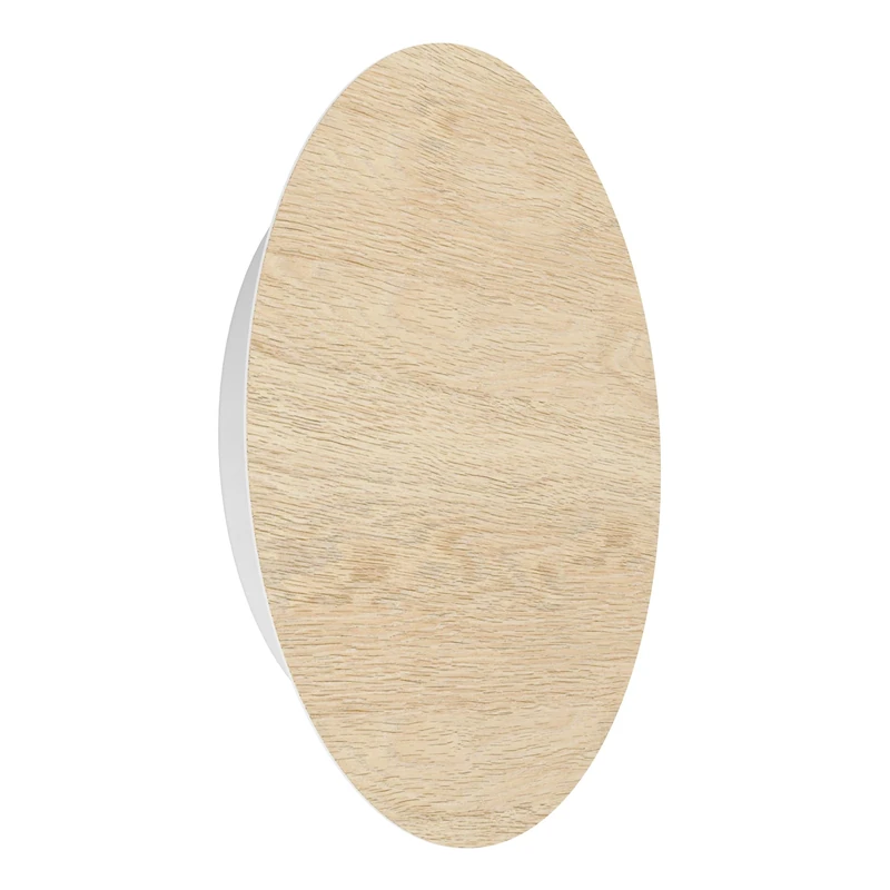 Eglo LED Indoor Wall Light Alamilo, Round Wall lamp, Wall Spotlight with indirect Lighting for Living Room and Hallway, Wood in Natural Colour and Metal in White, FSC Certified, Warm White